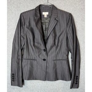 Loft Pinstripe Blazer Business Career Office Suit Jacket Gray‎ Size 6
